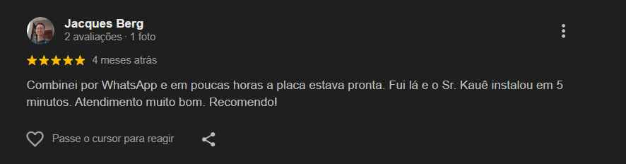 Depoimento de cliente